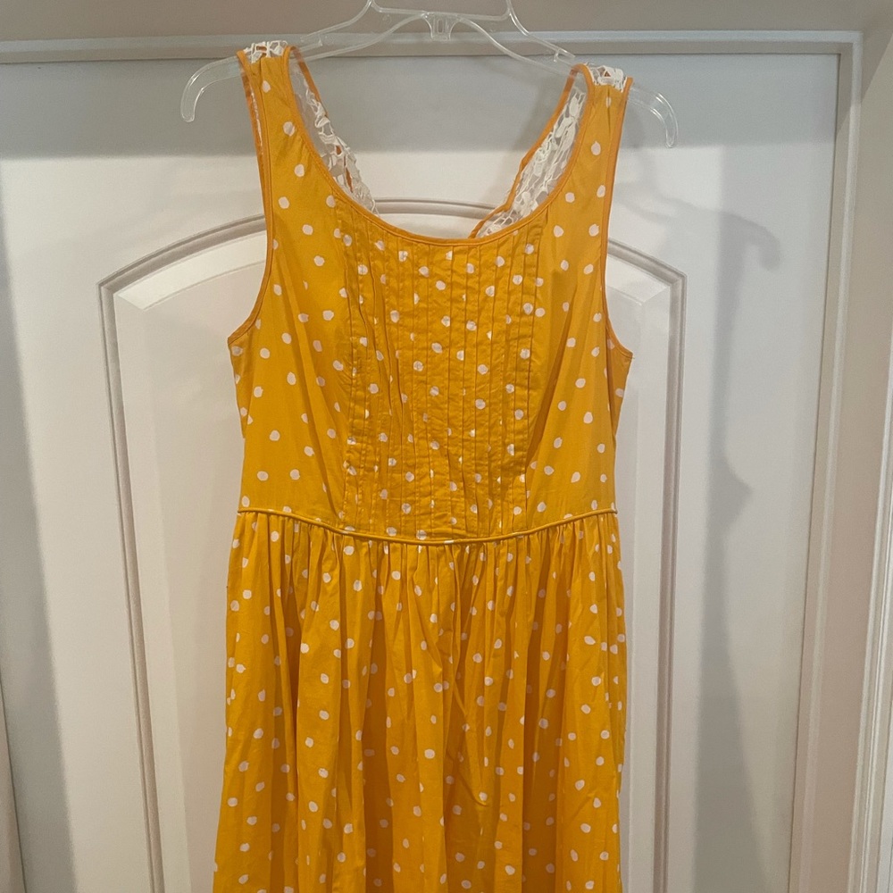 Anthropologie Yellow Polka Dot Midi Dress
